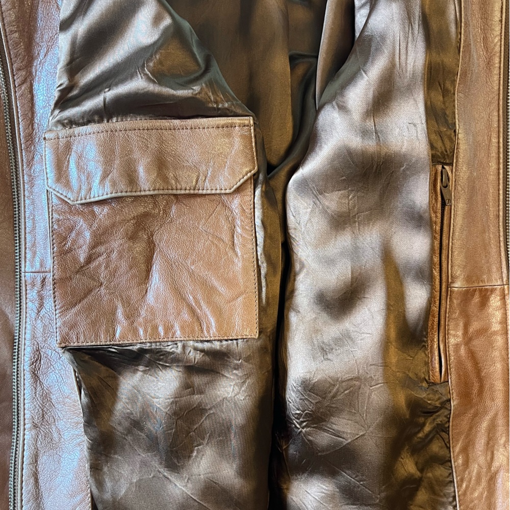 Emanuel Ungaro Men's Tan Leather Moto Jacket | Size: Large - Picture 6 of 8